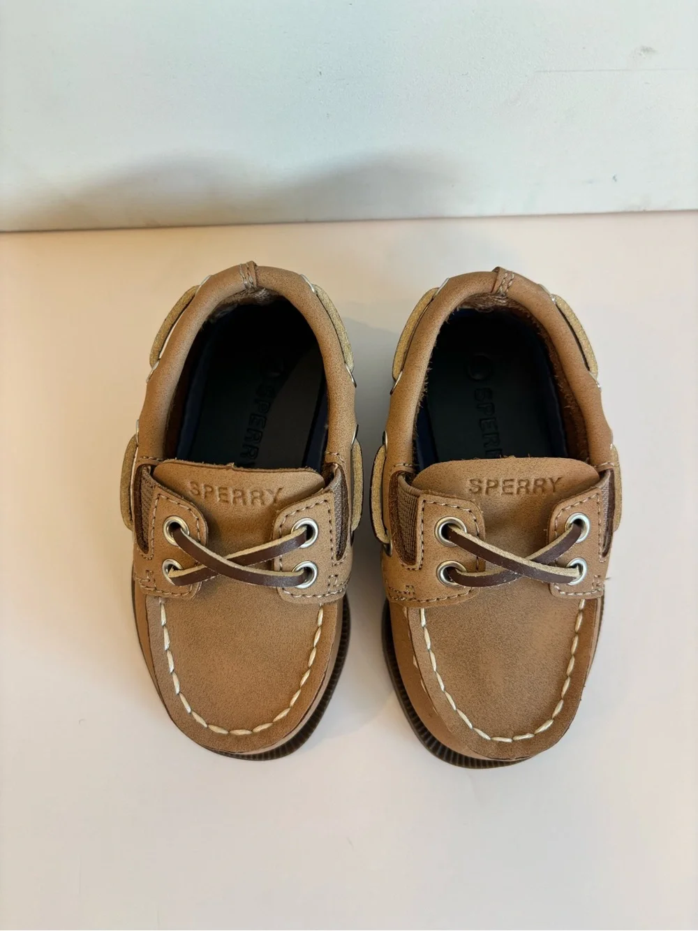 Sperry Kids Authentic 2-Eye Nubuck Boat Shoe, Baby size 4 in Chestnut